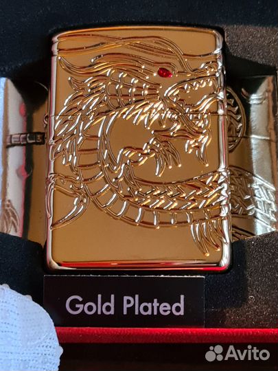 Зажигалка Zippo. Дракон. Armor 3D. Золото 18 kt