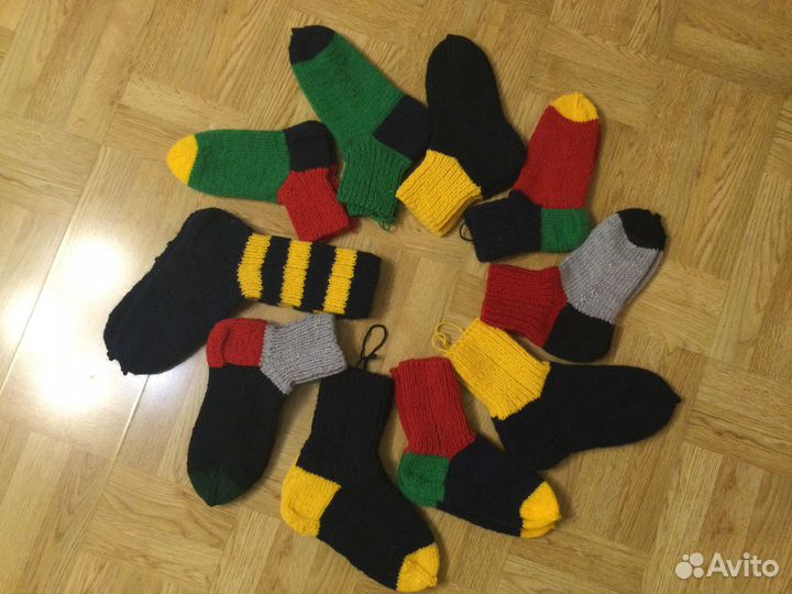 Шерстяные вязаные носки ручной работы