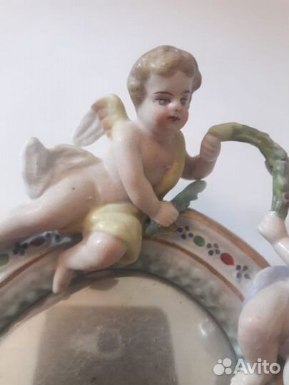 Антикварное зеркальцо 1850-1900 Sitzendorf Зицендо