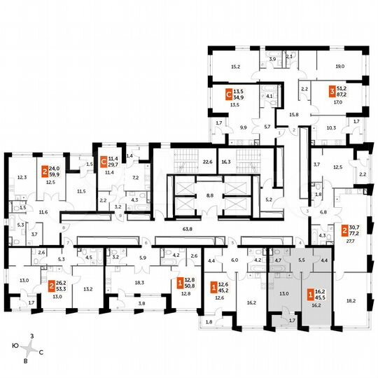 1-к. квартира, 45,5 м², 34/43 эт.