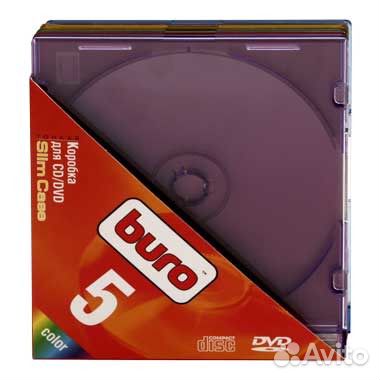 Боксы для CD-дисков Buro slim 5 color