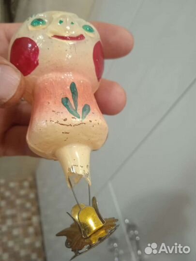 Елочные игрушки СССР, колобок на пеньке