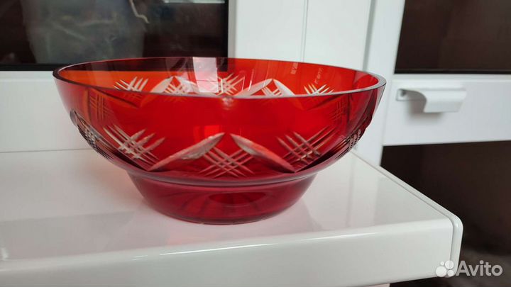 Ваза для фруктов рубиновое стекло СССР