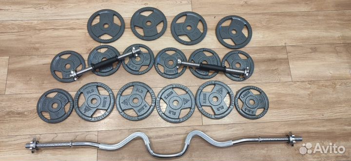 Новый набор гантели разборные + штанга