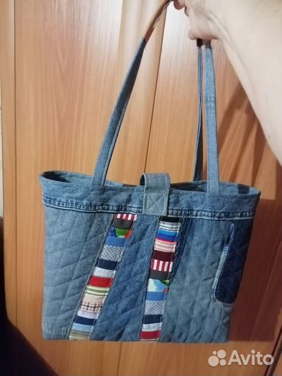 Сумка из джинсы ручной работы. Лоскутное шитьё