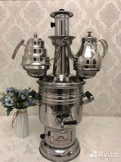 Самовар на дровах новый турецкий из нержавейка. 3