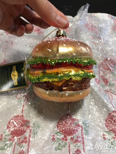 Стекло гамбургер игрушка на елку