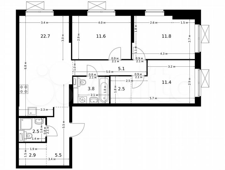 3-к. квартира, 79,8 м², 5/25 эт.
