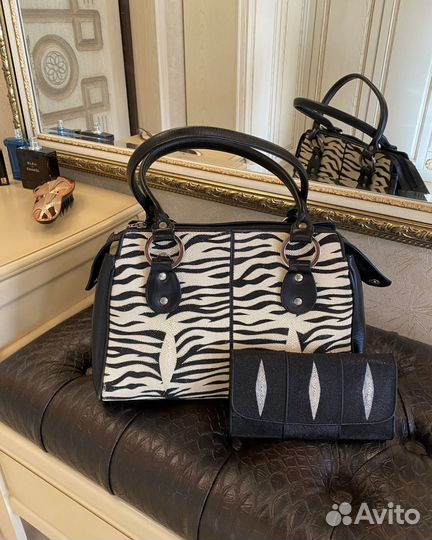 Сумка и кошелек из кожи ската