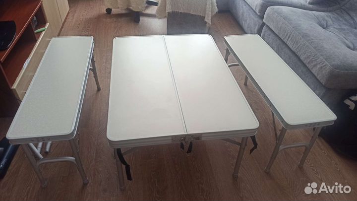 Стол с лавочками для пикника новый