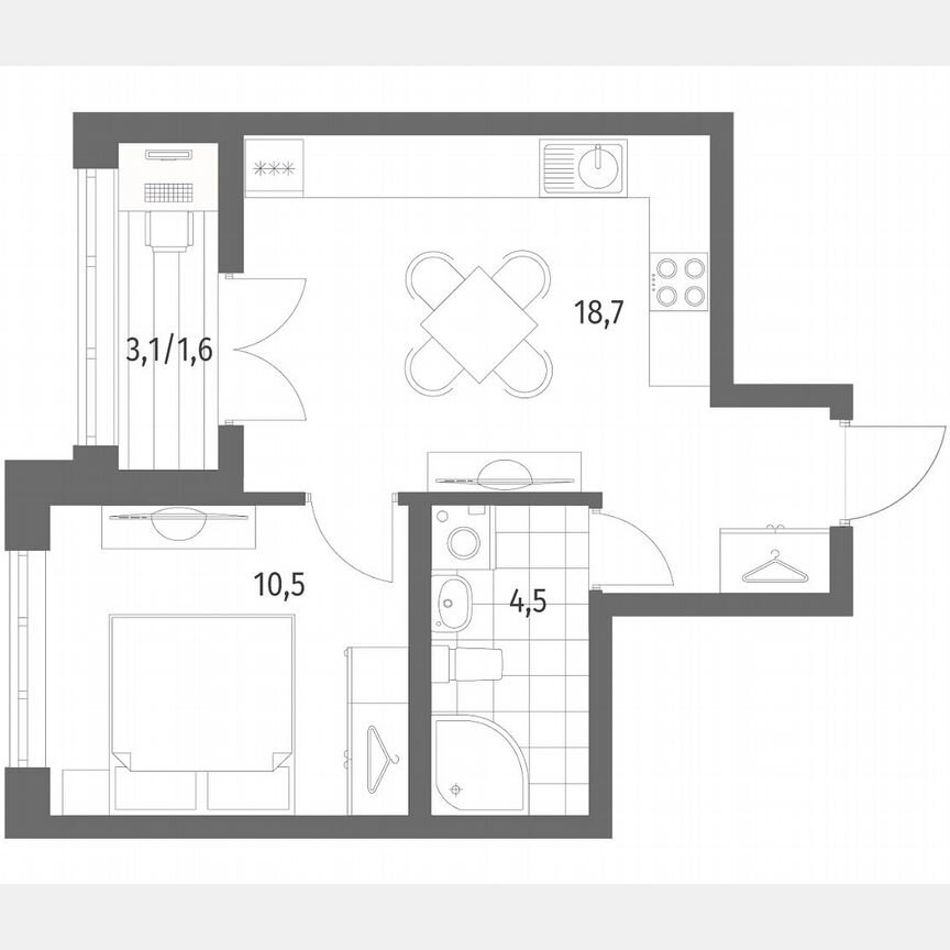 1-к. квартира, 35,3 м², 2/7 эт.