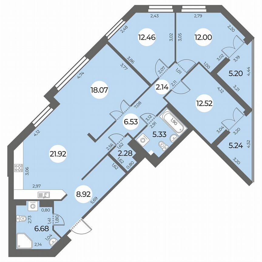 4-к. квартира, 114 м², 15/24 эт.