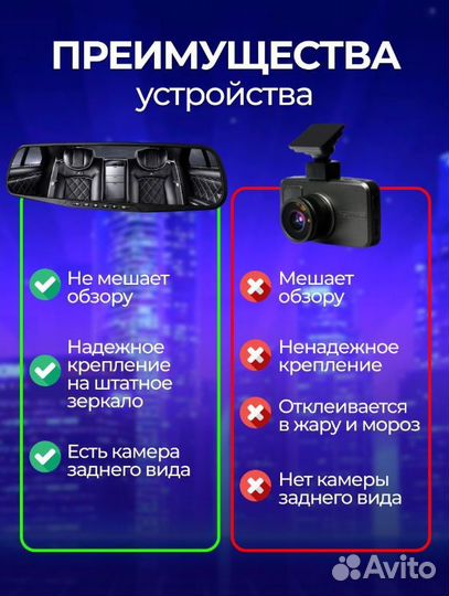 Видеорегистратор автомобильный зеркало новый