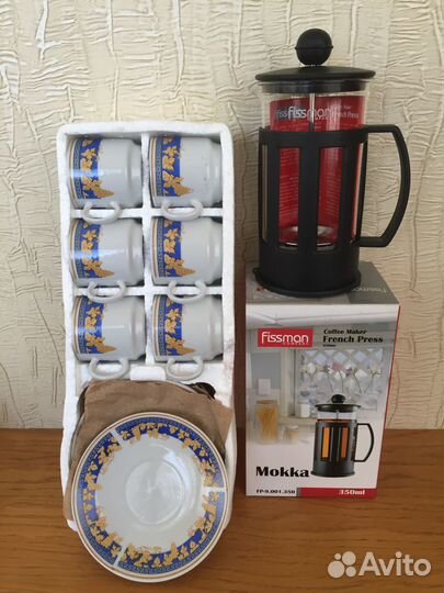 Новый набор:френчпресс Fissman,6 кофейных пар
