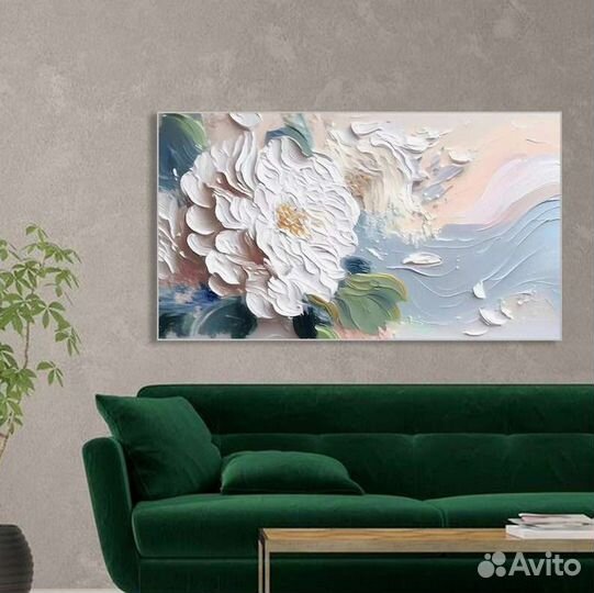 Текстурная картина маслом на холсте цветы