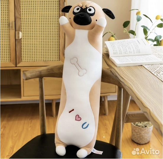 Мопс батон/собака сосиска подушка 65/85/100см