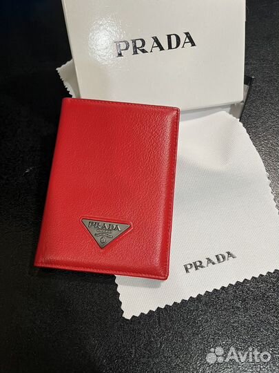 Обложка на паспорт Prada кожа красная