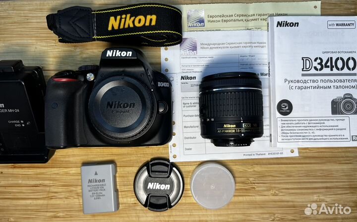 Nikon d 3400 kit как новый полный комплект