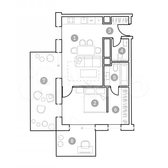 2-к. апартаменты, 61,7 м², 17/20 эт.