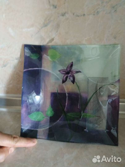 Большая тарелка блюдо из стекла