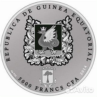 Монета Казанский Кремль серебро Гвинея 2014 год