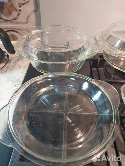 Кастрюли стеклянные огнеупорные