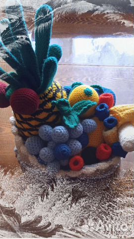 Вязаные фрукты для интерьера кухни