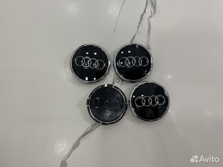 Колпачки в диски Audi 61 мм черные колесные