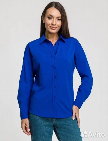 Рубашка женская синяя