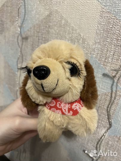 Плюшевая игрушка собака с ресницами