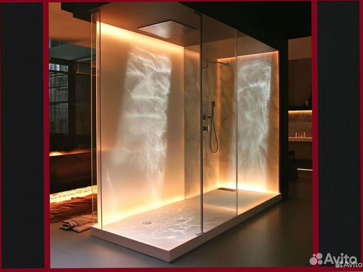 Душевые стеклянные перегородки с установкой
