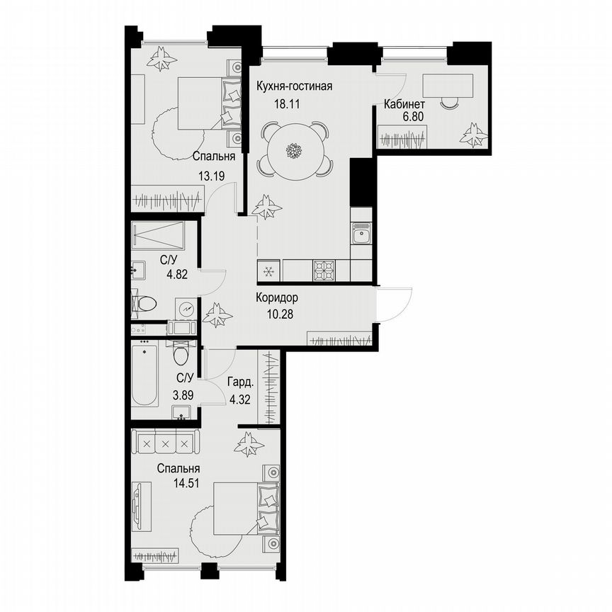3-к. квартира, 75,9 м², 4/6 эт.