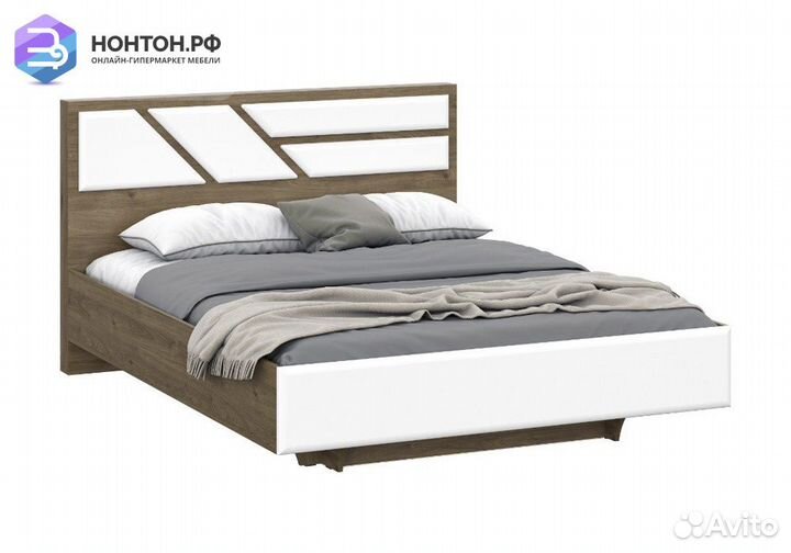 Кровать Лагуна-8 гикори темный / белый матовый