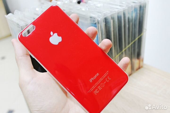 Чехол глянцевый iPhone 6 Plus Черный / Красный