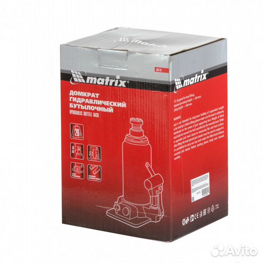 Домкрат гидравлический бутылочный 20 Тонн (Matrix)