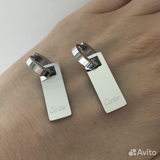 Серьги кольца с подвесками стиль cartier Картье
