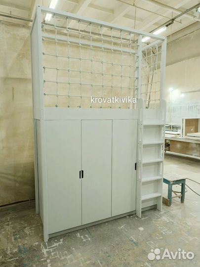 Кровать чердак со шкафом снизу