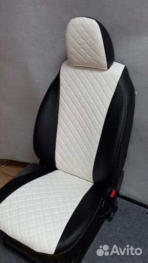 Чехлы на Приору белый ромб