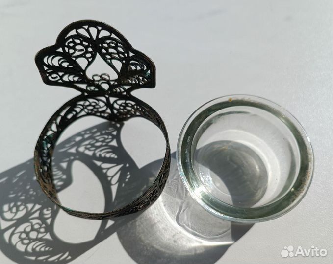 Солонка СССР. Скань. Мельхиор. Солонка стульчик