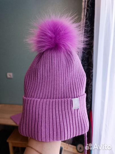 Шапка для девочки со снудом новая