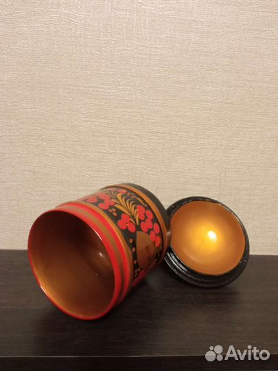 Деревянная посуда с хохломской росписью