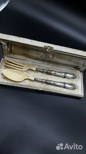 Набор для Салата Ложка Вилка ручки Серебро Франция