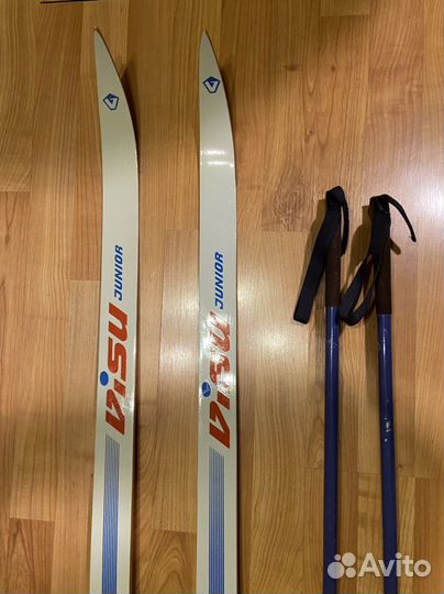 Лыжи СССР 160 см, палки 130 см