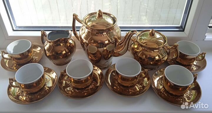 Кофейный сервиз золотой. Вербилки. Клеймо Лось