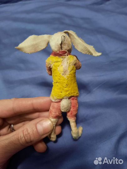 Старинная ёлочная игрушка Заяц вата редкость