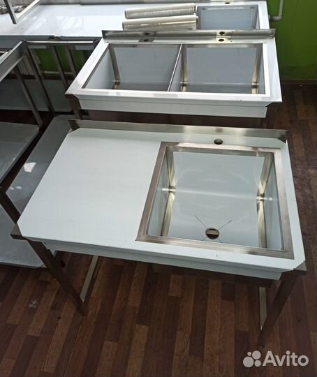 Стол с мойкой из нержавейки 100x60
