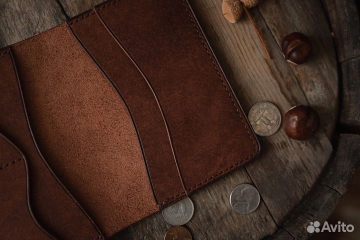 Обложка кожаная на документы, ручная работа