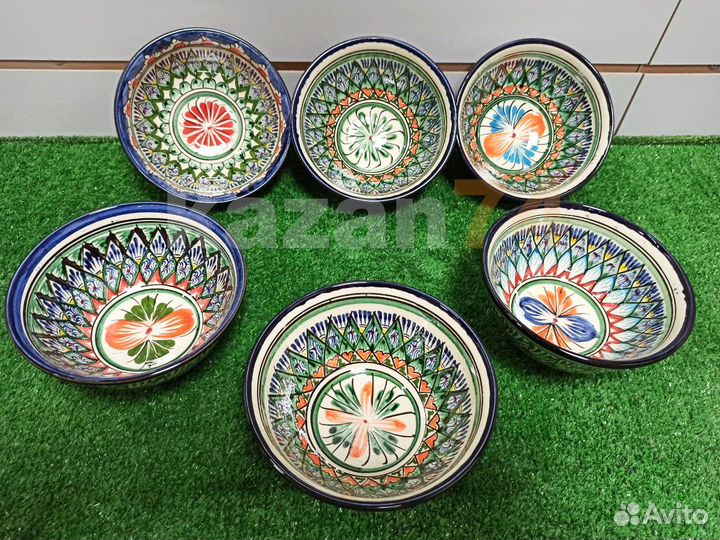 Коса 500 мл(глубокая чашка) Узбекская посуда Синяя