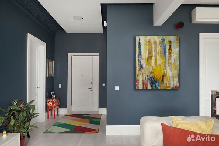 Картина Маслом на холсте Яркий Город Живопись