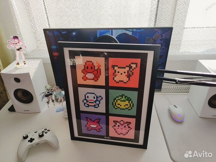 Картина по франшизе pokemon в стиле pixel art